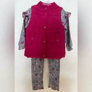 ❤️Jessica Simpson 4T Girls Floral Leggings & Puffer Vest Outfit Set ❤️